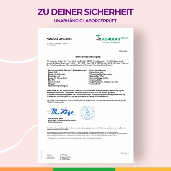 Cordyceps Woman Pimp My Eggs Kinderwunsch Frau Vitalpilz Vitelly Agrolab Laborgeprüft