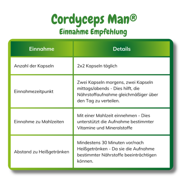 Cordyceps Man Einnahmeempfehlung