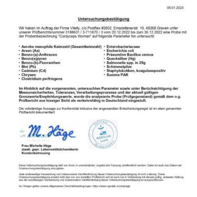 Cordyceps Woman Agrolab Prüfsiegel Bilder 0