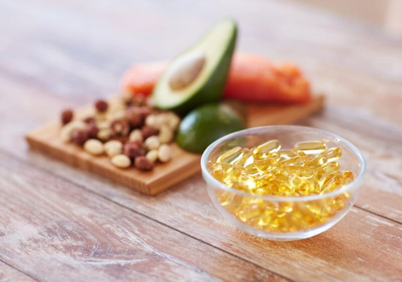 Omega 3 Kapseln Stehen Auf Dem Tisch